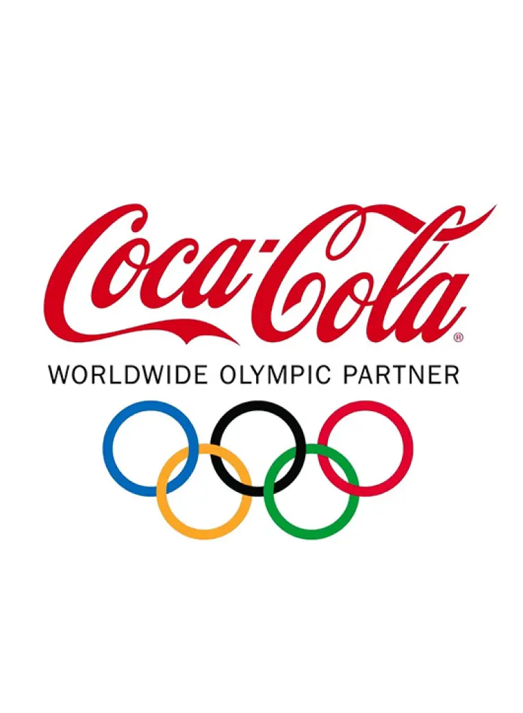 Logo of coca-cola as the worldwide olympic partner
